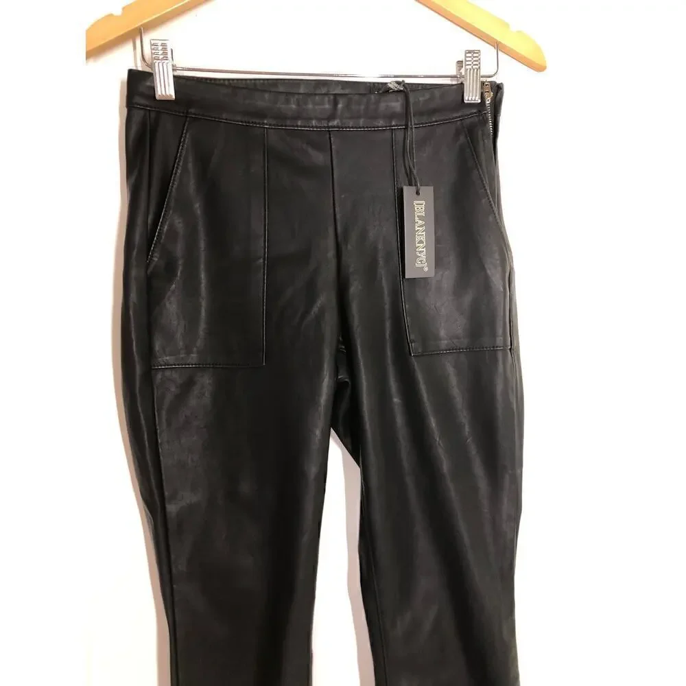 Blank NYC The Bond Vegan Leather Skinny Pants Mid Rise Carbon Black NWT Size 26